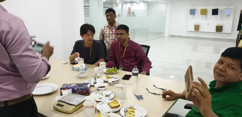 Team meeting with visiting partners