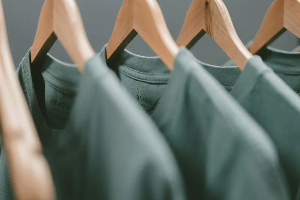 Folded green textiles