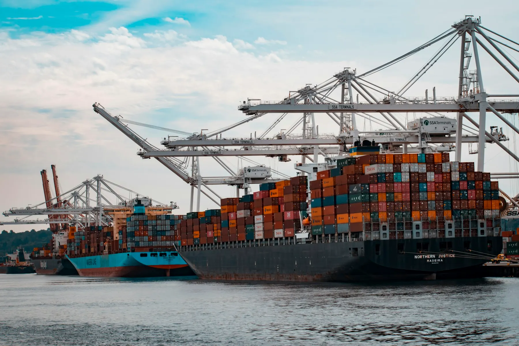 Container port from above