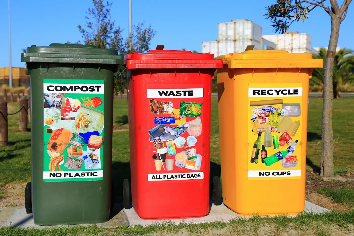 Colour-coded recycling bins
